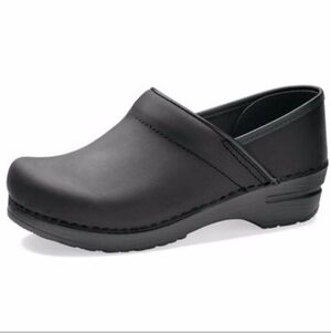 Dansko Professional Clog In Black Oiled Leather Chunky Slip-On Shoes US Sz 8.5-9